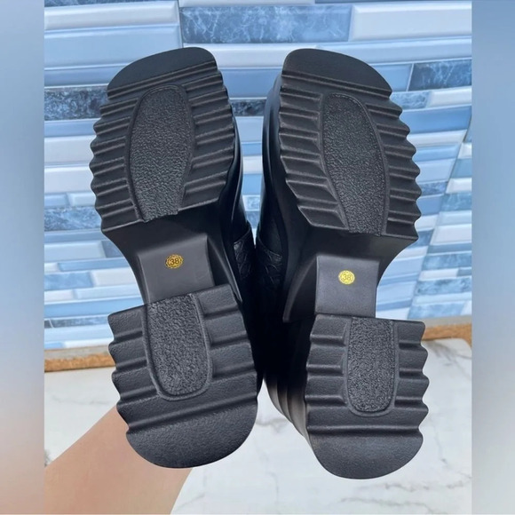 JADYROSE | BLACK MATTE LEATHER CHUNKY HEEL LOAFER SIZE 38/8 - Picture 10 of 14